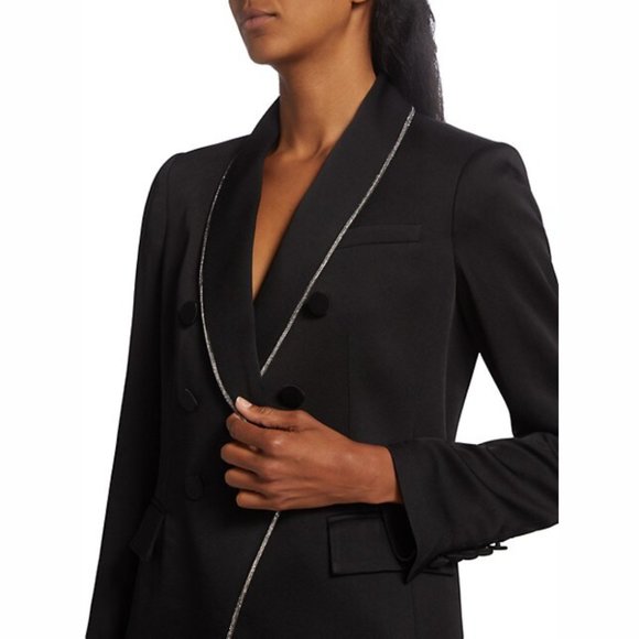 Veronica Beard Jagger Dickey Blazer Jacket Black Double Breasted Glitter Trim - Picture 4 of 11